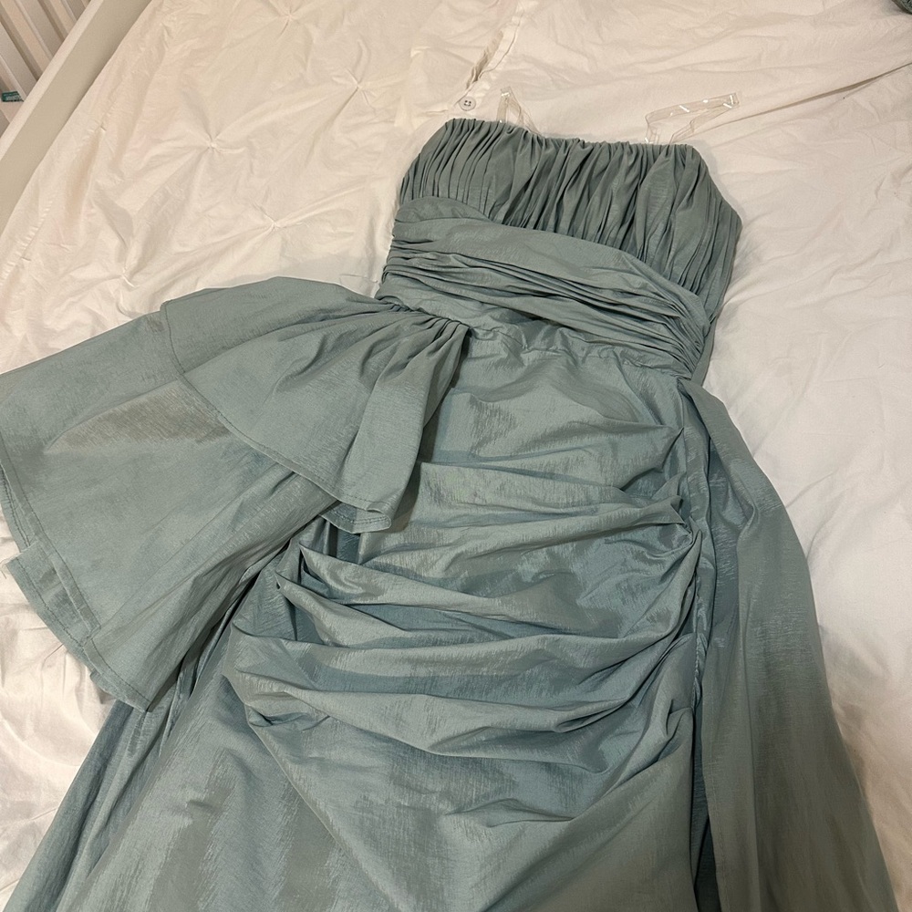 Elegant Strapless Blue Dress